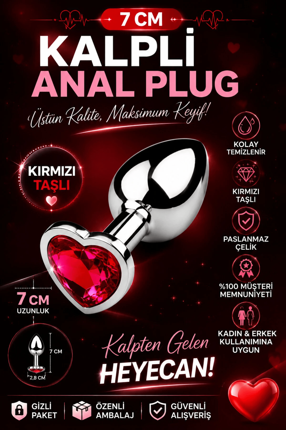 7 CM Kalpli Kırmızı Taşlı Anal Plug – Paslanmaz Çelik Metal Anal Tıkaç | Unisex Premium Tasarım 1 7 CM Kalpli Kırmızı Taşlı Anal Plug – Paslanmaz Çelik Metal Anal Tıkaç | Unisex Premium Tasarım