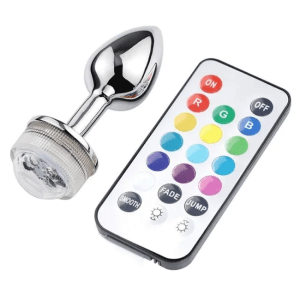 Uzaktan Kumandalı LED Işıklı Anal Plug – Paslanmaz Çelik Metal Anal Tıkaç | RGB Işıklı Unisex Tasarım