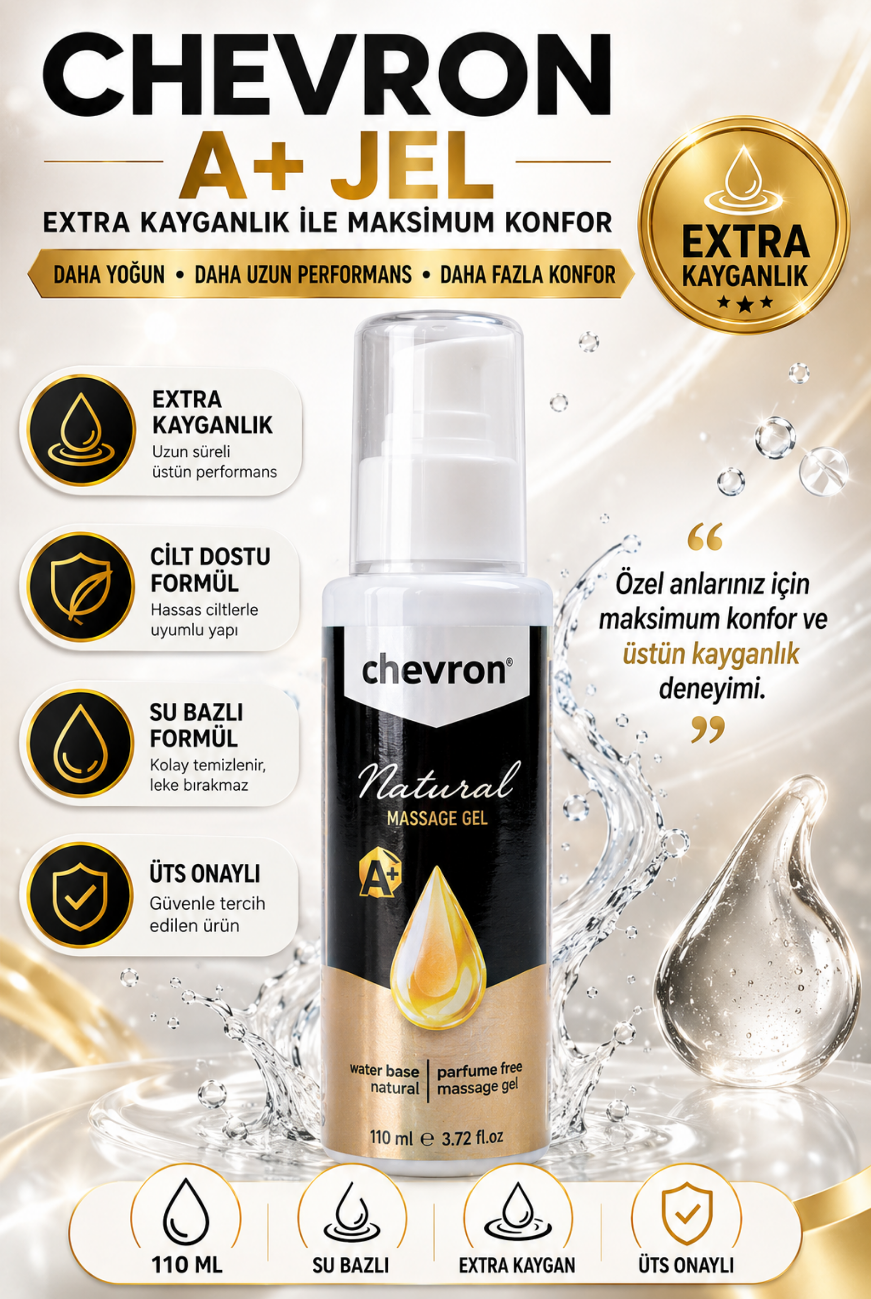 Chevron A+ Extra Kayganlaştırıcı Jel 110 ML – Anal Uyumlu Su Bazlı Yoğun Kayganlık 4 Chevron A+ Extra Kayganlaştırıcı Jel 110 ML – Anal Uyumlu Su Bazlı Yoğun Kayganlık - Görsel 4