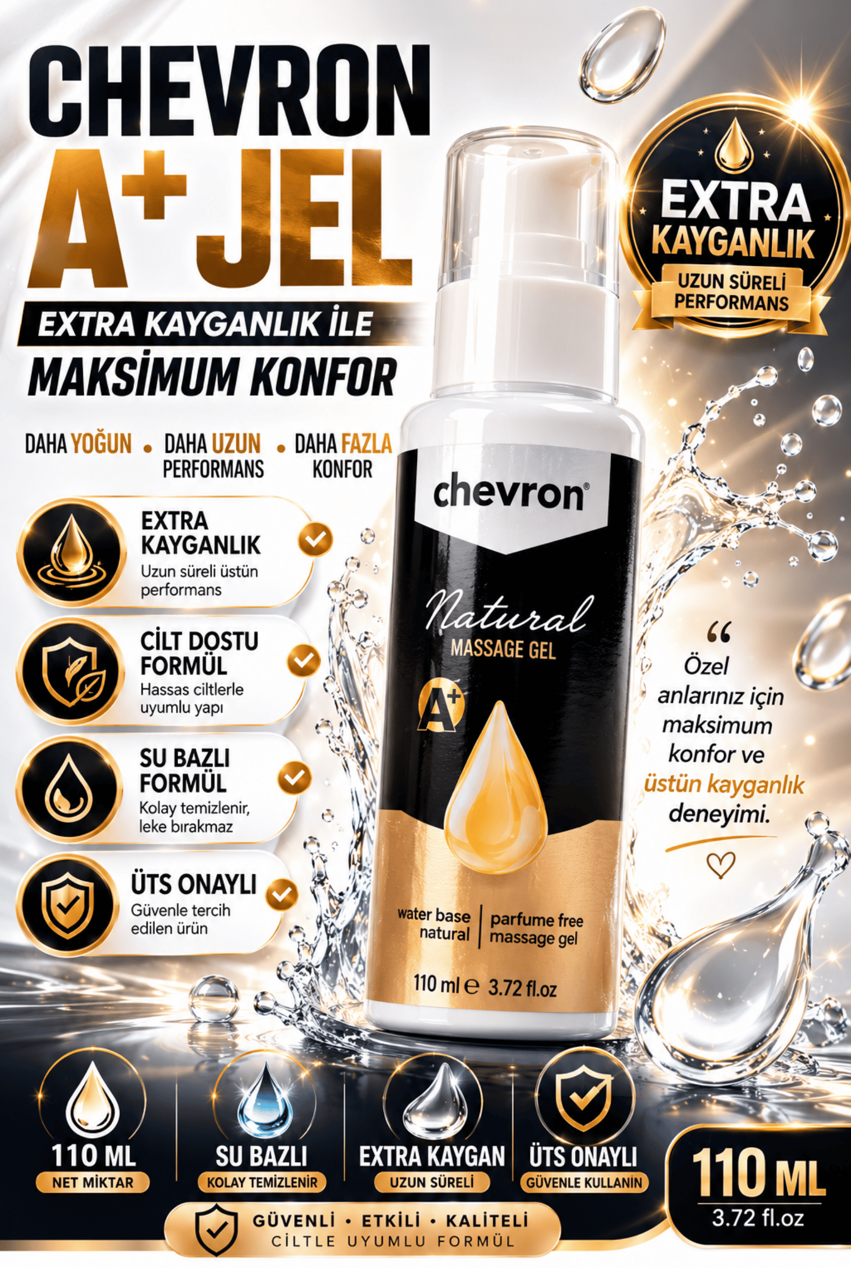 Chevron A+ Extra Kayganlaştırıcı Jel 110 ML – Anal Uyumlu Su Bazlı Yoğun Kayganlık 1 Chevron A+ Extra Kayganlaştırıcı Jel 110 ML – Anal Uyumlu Su Bazlı Yoğun Kayganlık